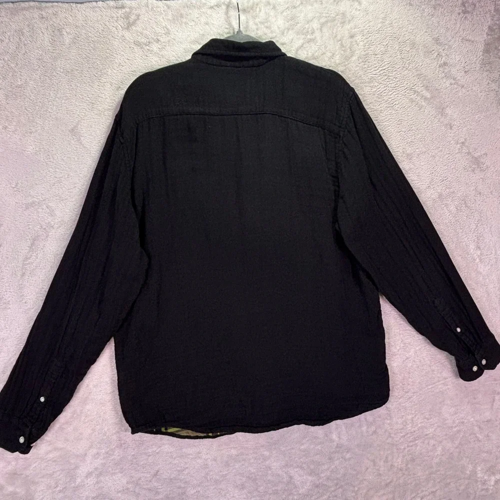 Banana Republic Mens Shirt XL Black Plaid Lining Untucked Slim Fit Long Sleeve